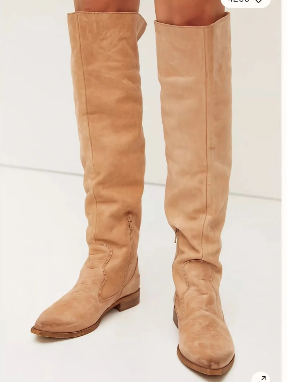 Free People Brenna Over-the-Knee Leather Boots in Taupe 40